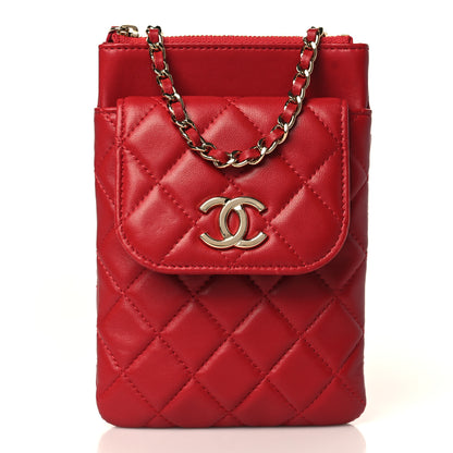 Chanel Lambskin Quilted CC Phone Holder Red 1 of 10