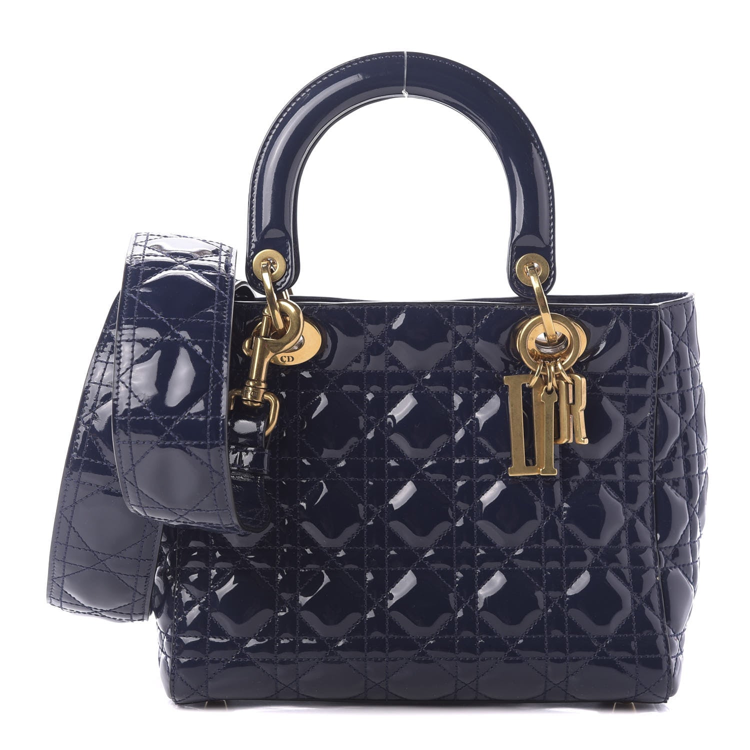 Christian Dior Patent Cannage Medium Lady Dior Navy Blue 1 of 9