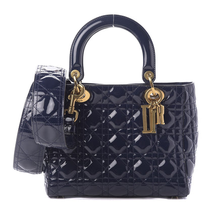 Christian Dior Patent Cannage Medium Lady Dior Navy Blue 1 of 9