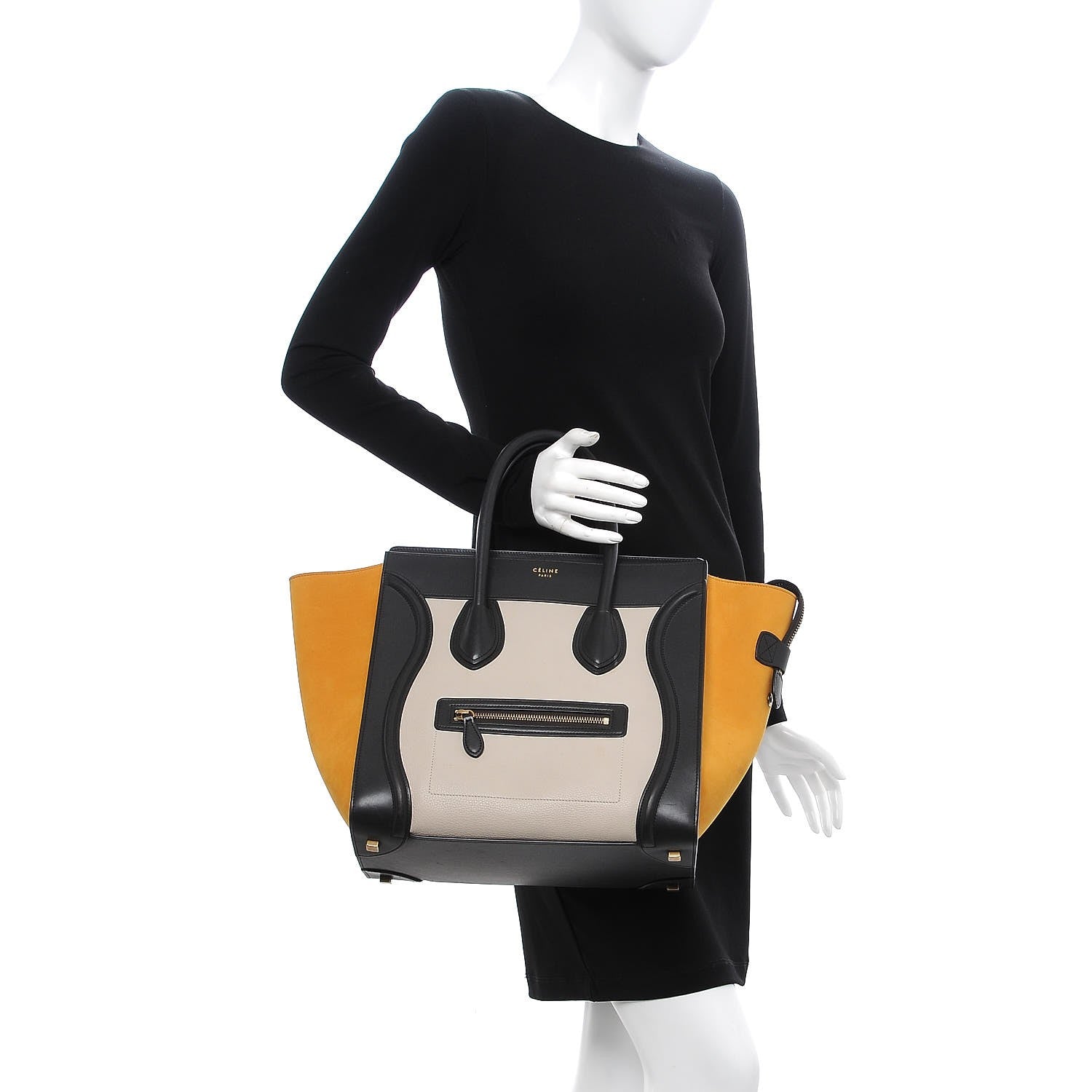 Celine Baby Grained Calfskin Nubuck Mini Luggage Daffodil 2 of 14