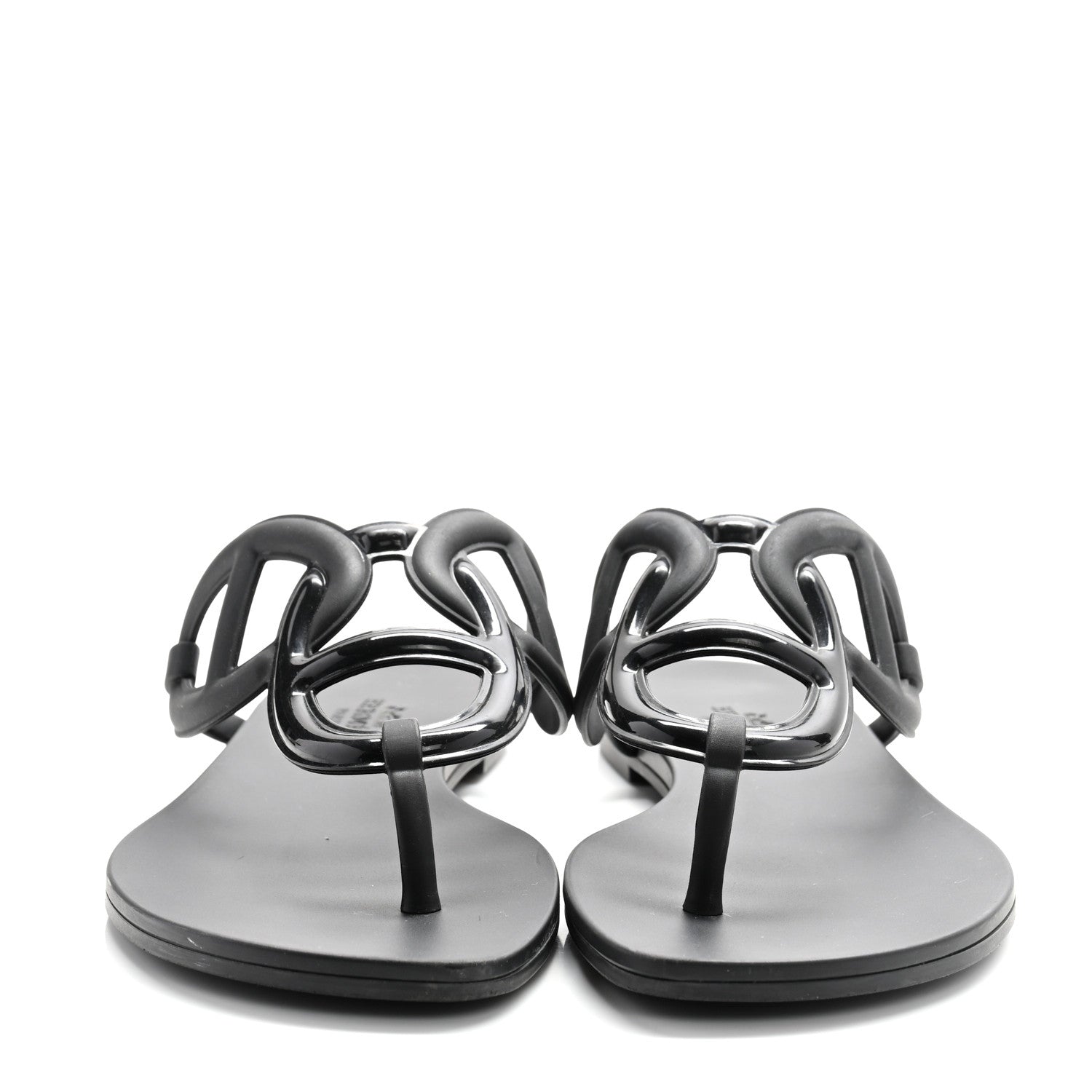 Hermes Rubber Womens Egerie Sandals 37 Black 3 of 10