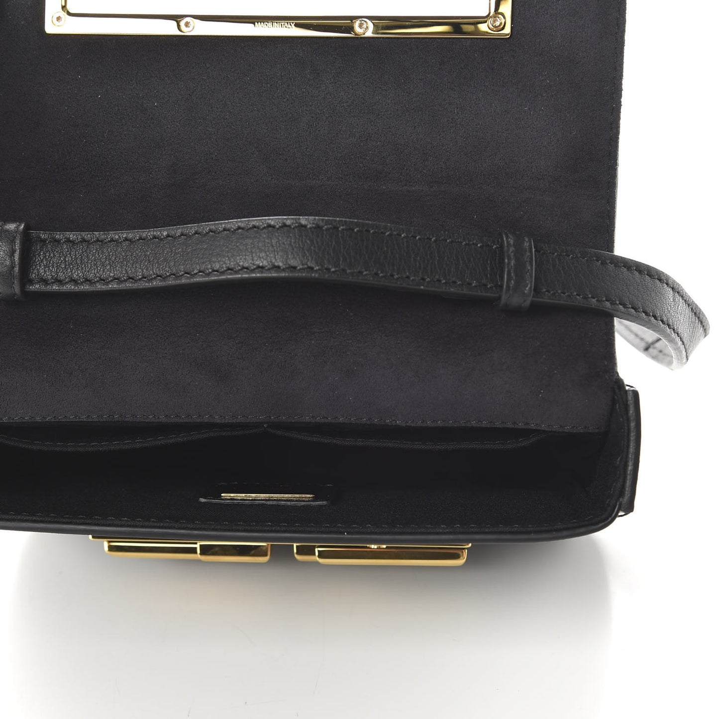 Vitello Dolce Crystal Studded Mini 3Baguette Shoulder Bag Black Gold