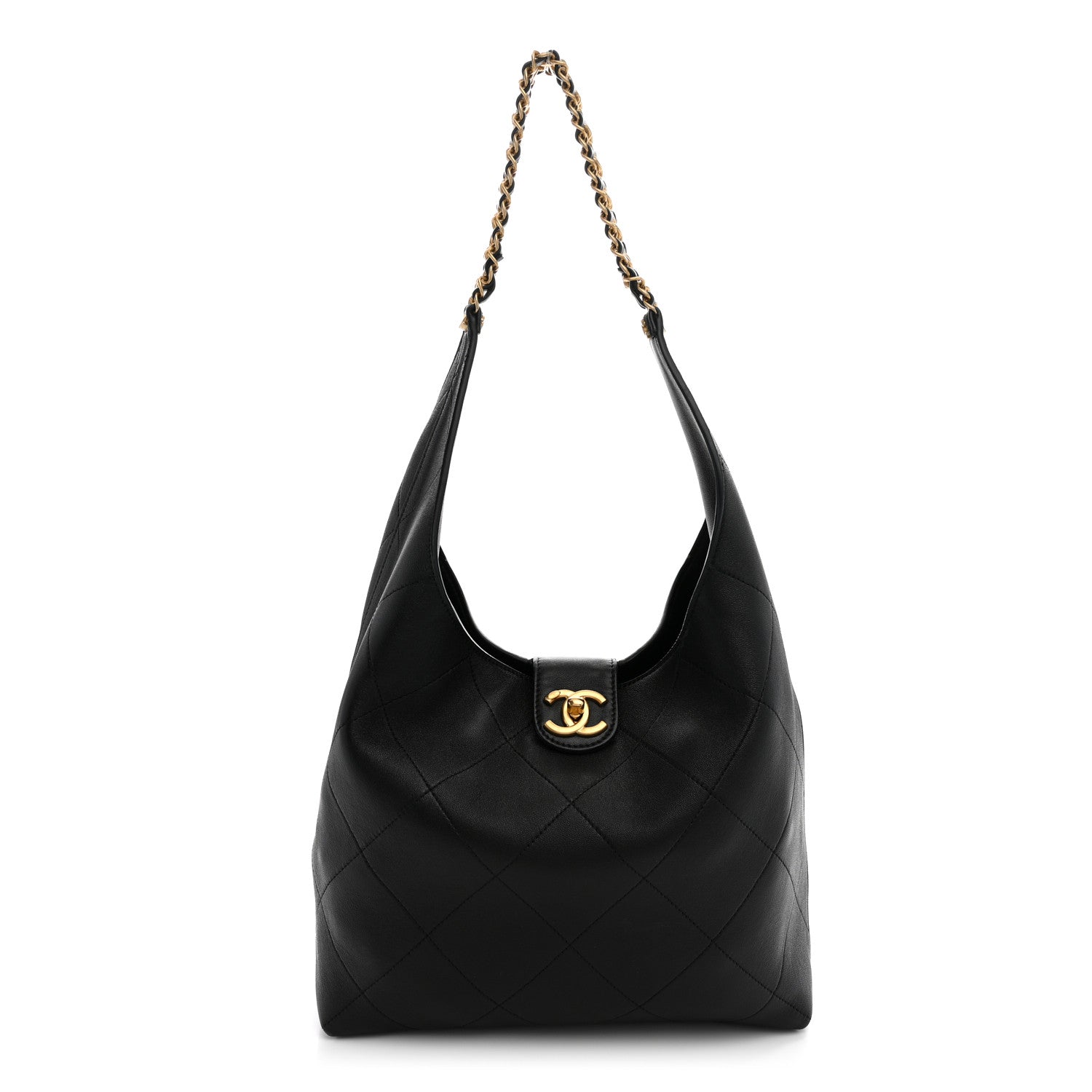 Chanel Shiny Lambskin Quilted Medium Hobo Black 1 of 11