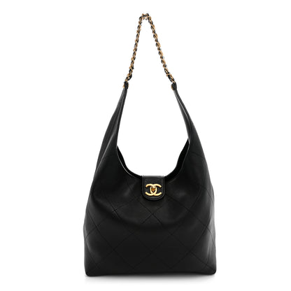 Chanel Shiny Lambskin Quilted Medium Hobo Black 1 of 11