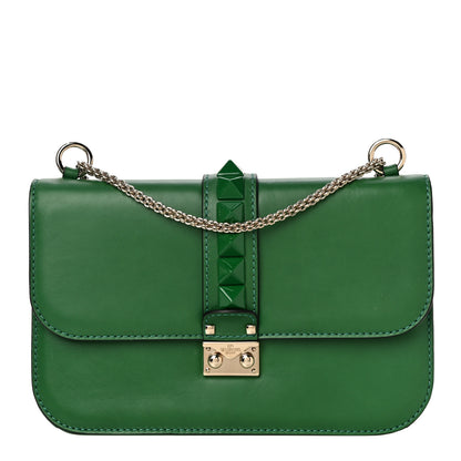 Valentino Garavani Vitello Medium Glam Lock Rockstud Flap Pop Green 1 of 14