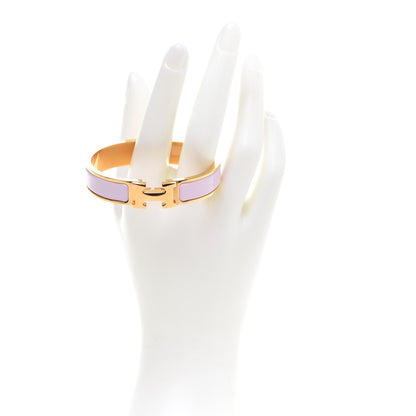 Hermes Enamel Narrow Clic Clac H Bracelet PM Rose Dragee 2 of 7