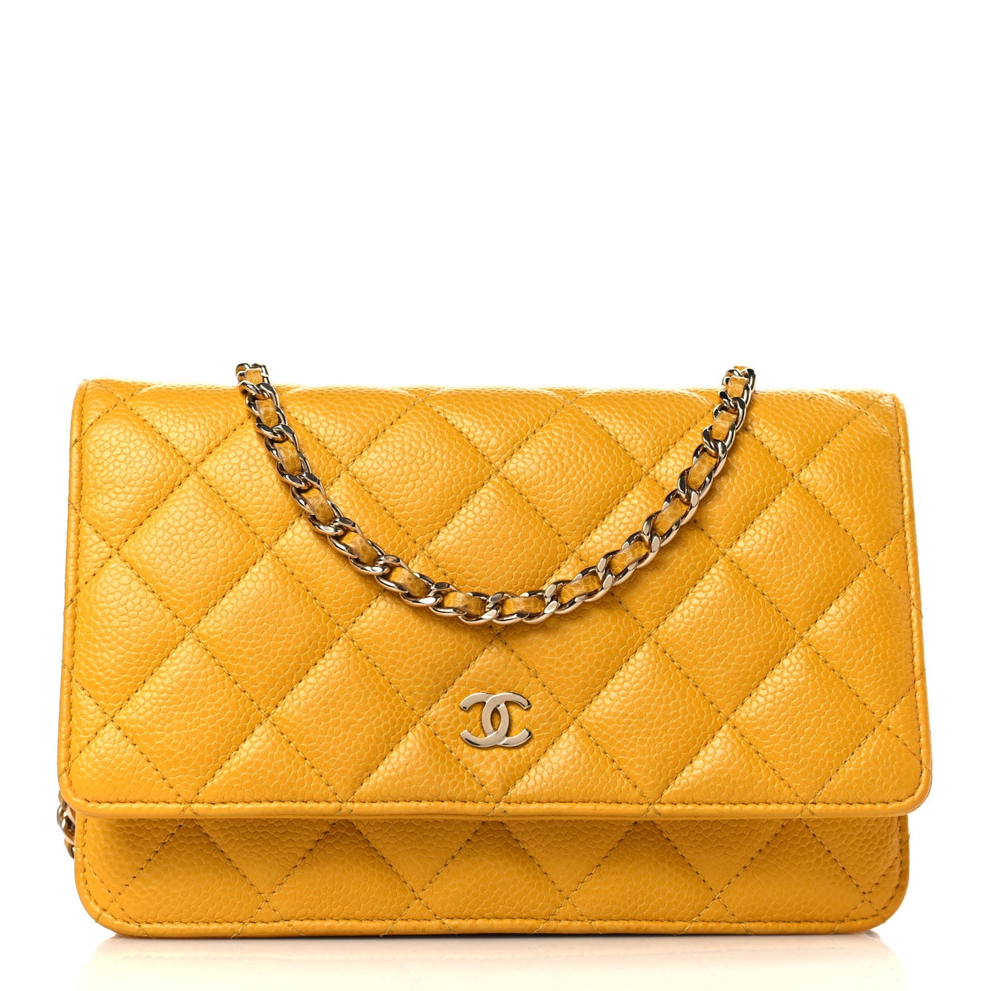 Caviar Quilted Wallet on Chain WOC Yellow