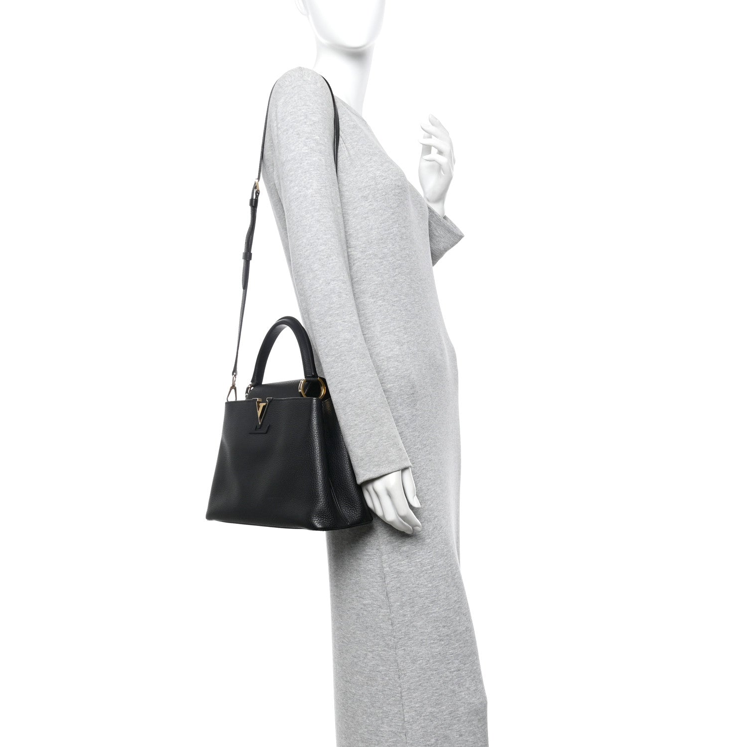 Louis Vuitton Taurillon Capucines PM Black 2 of 14