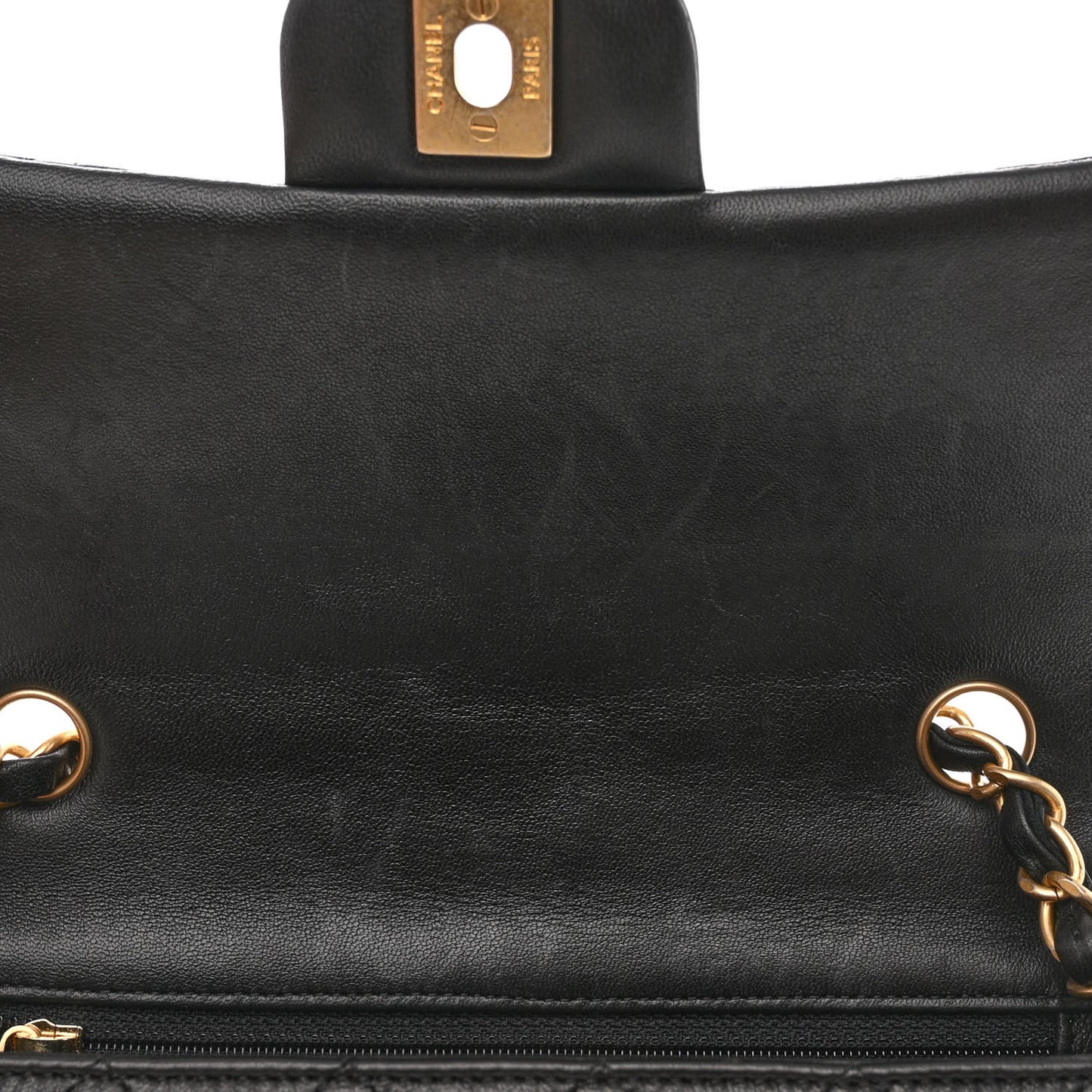 Lambskin Quilted Mini Rectangular Flap Black