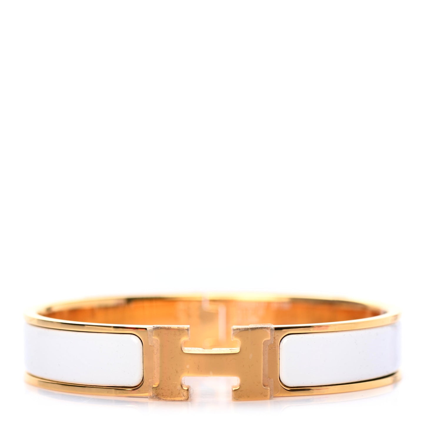 Enamel Narrow Clic Clac H Bracelet GM White