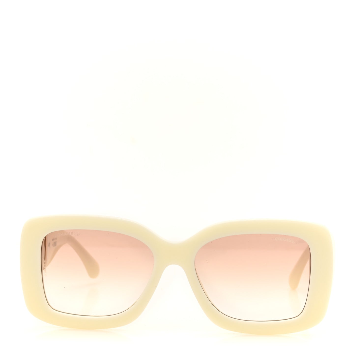 Acetate Metal Calfskin CC Rectangle Sunglasses 5535Q Ivory