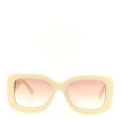 Chanel Acetate Metal Calfskin CC Rectangle Sunglasses 5535Q Ivory 2 of 7
