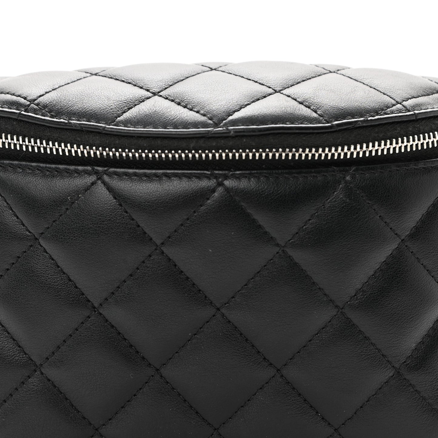 Lambskin Quilted Waist Belt Bag Black