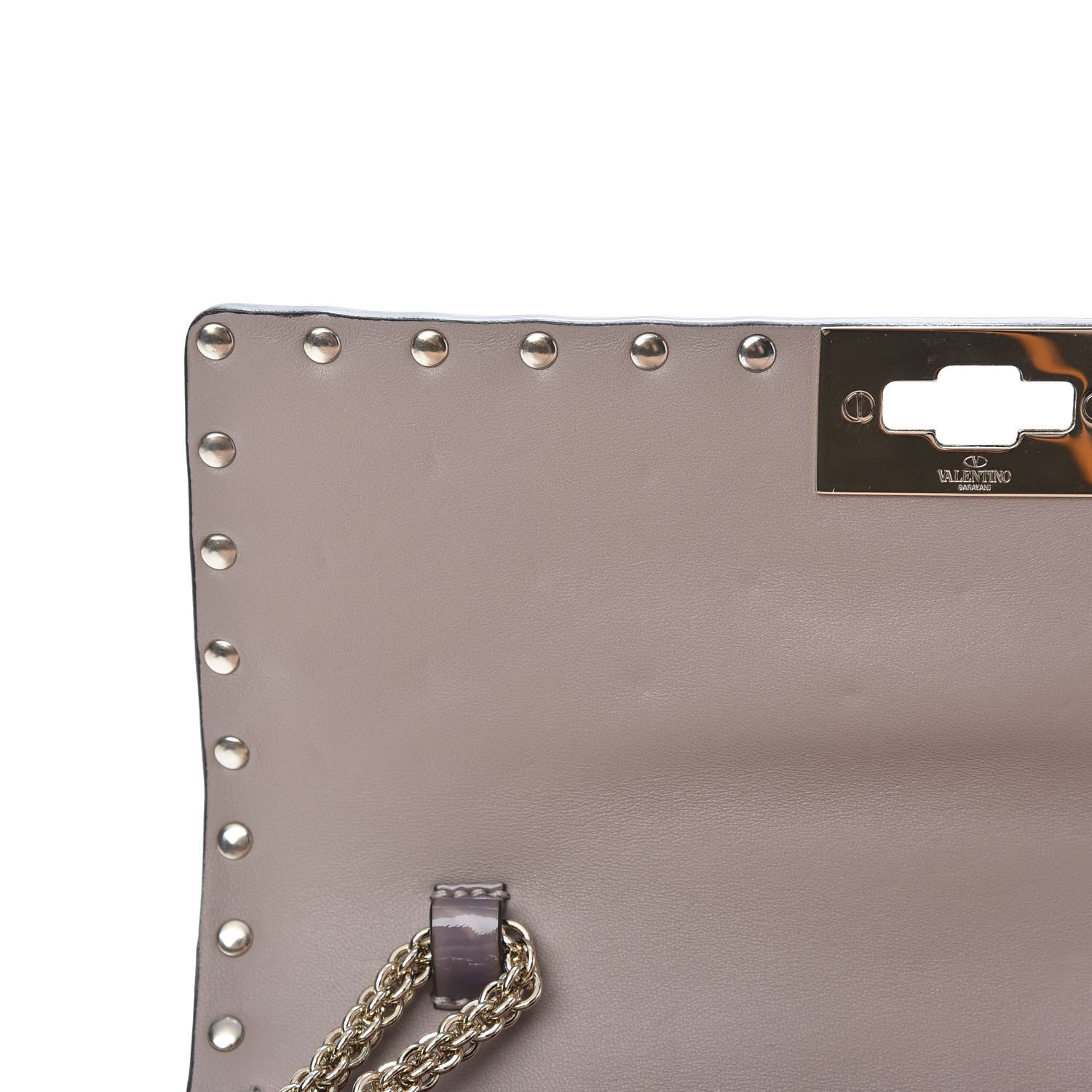 Valentino Garavani Patent Rockstud Spike Wallet on Chain Poudre 10 of 10