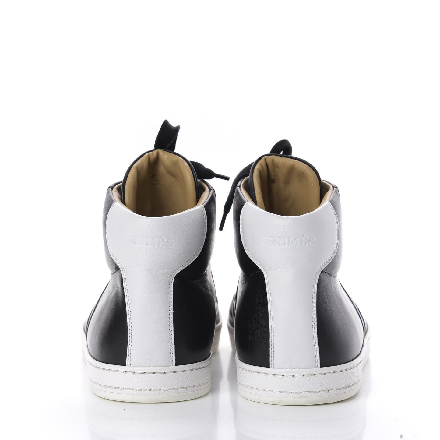 Calfskin Mens High Top Poker Sneakers 43.5 Black White