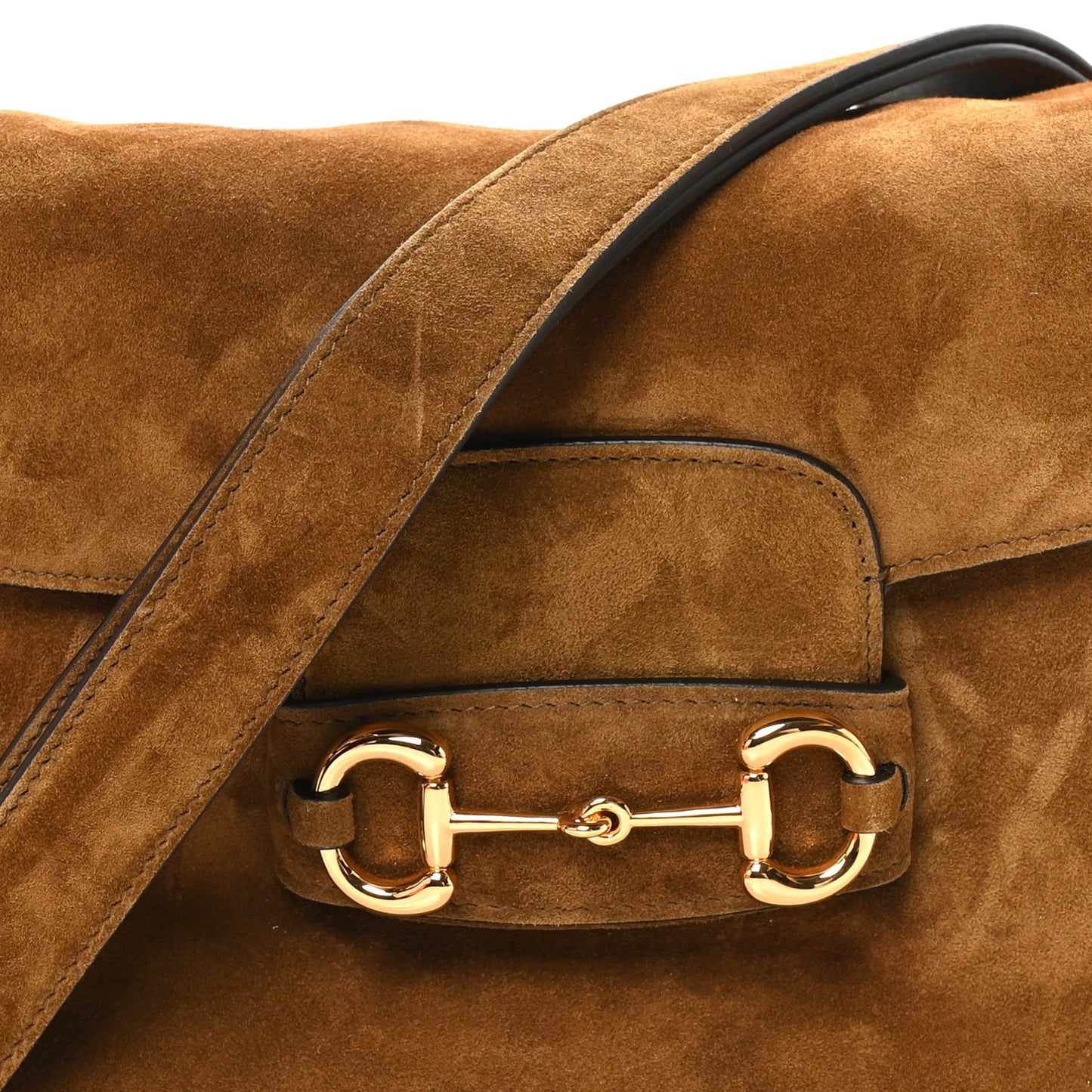 Suede Small Aura Horsebit 1955 Shoulder Bag Brown