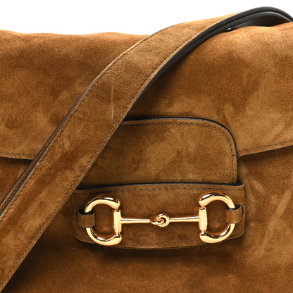 Gucci Suede Small Aura Horsebit 1955 Shoulder Bag Brown 9 of 12
