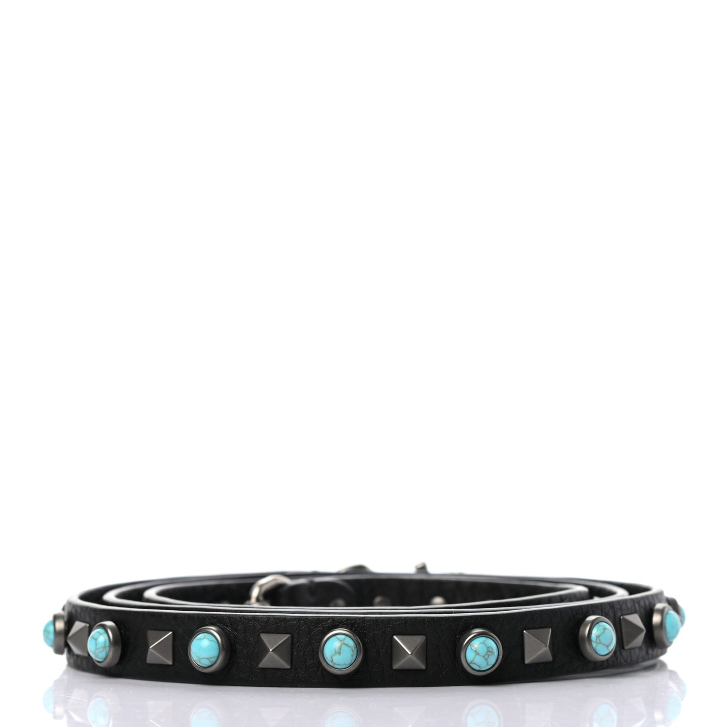 Grained Calfskin Rockstud Rolling Strap Black