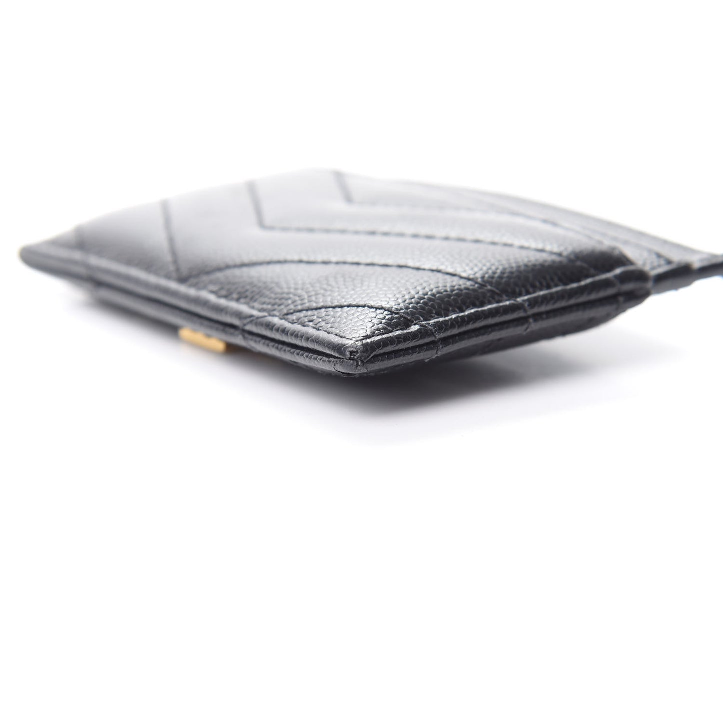 Grain De Poudre Matelasse Chevron Monogram Credit Card Case Black