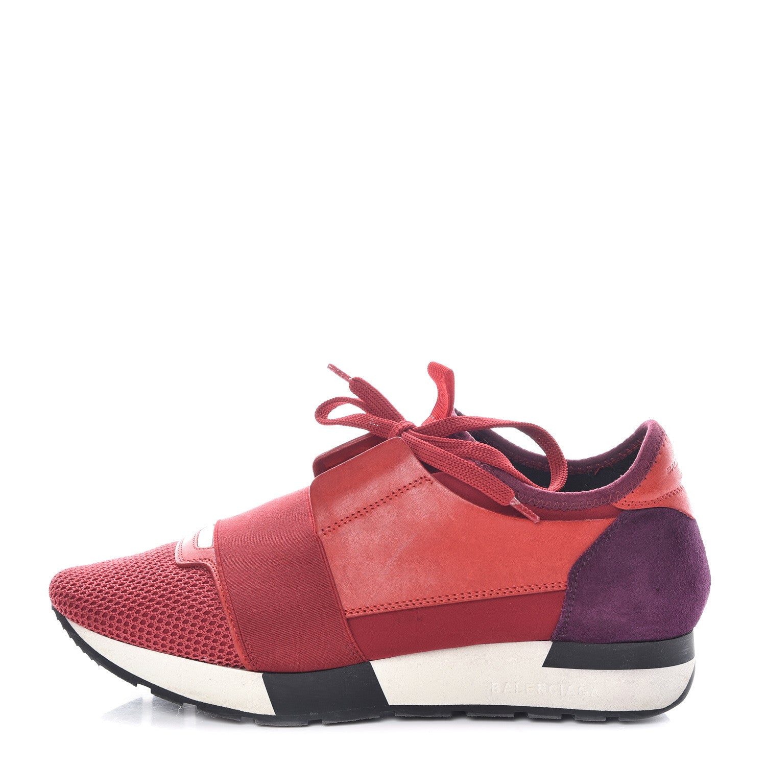 Balenciaga Mesh Calfskin Neoprene Suede Womens Race Runner Sneakers 38 Rouge Violet 1 of 9