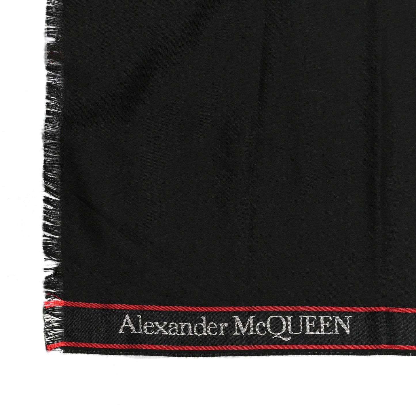 Wool Silk Selvedge Scarf Black Red