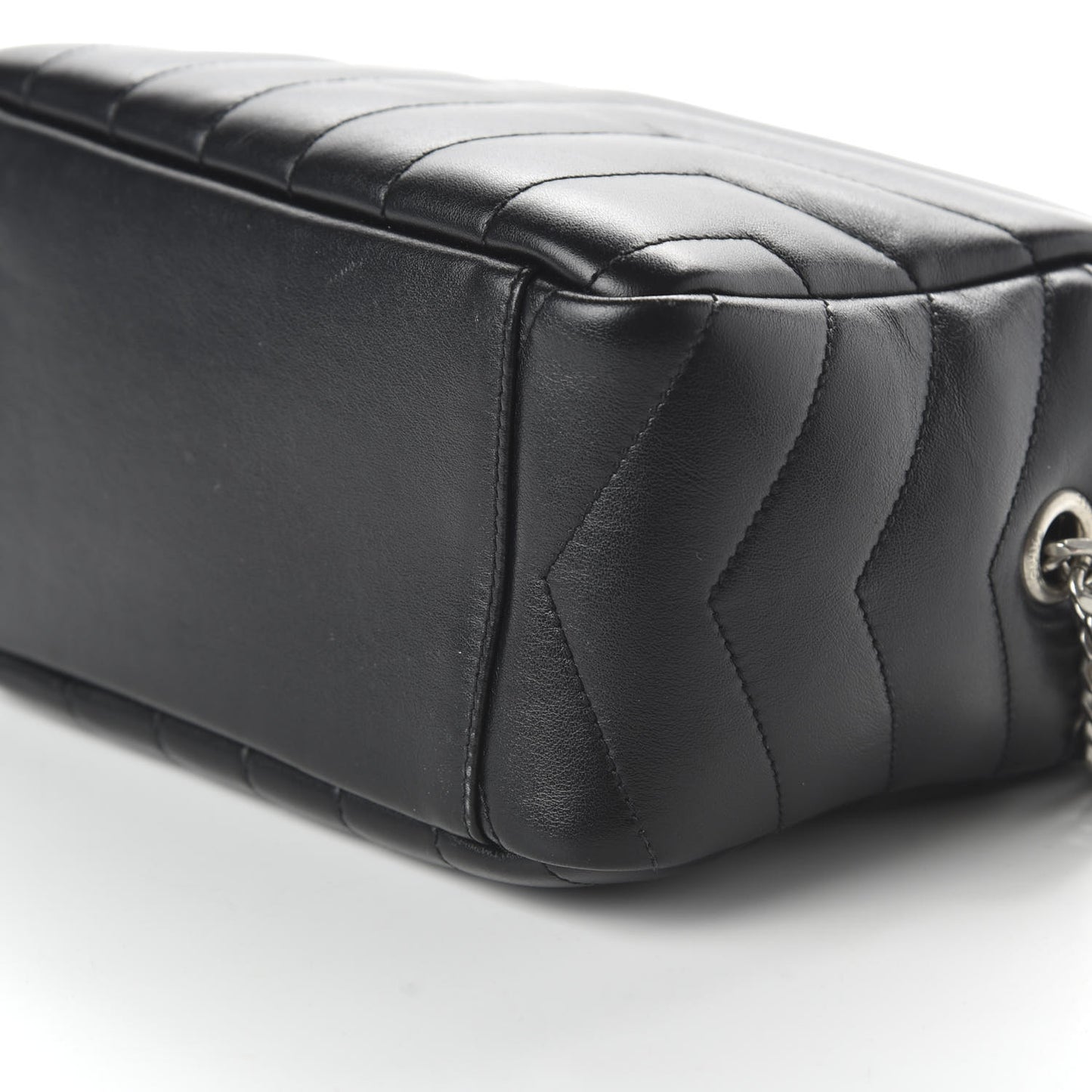Calfskin Y Quilted Monogram Small Loulou Bowling Bag Black