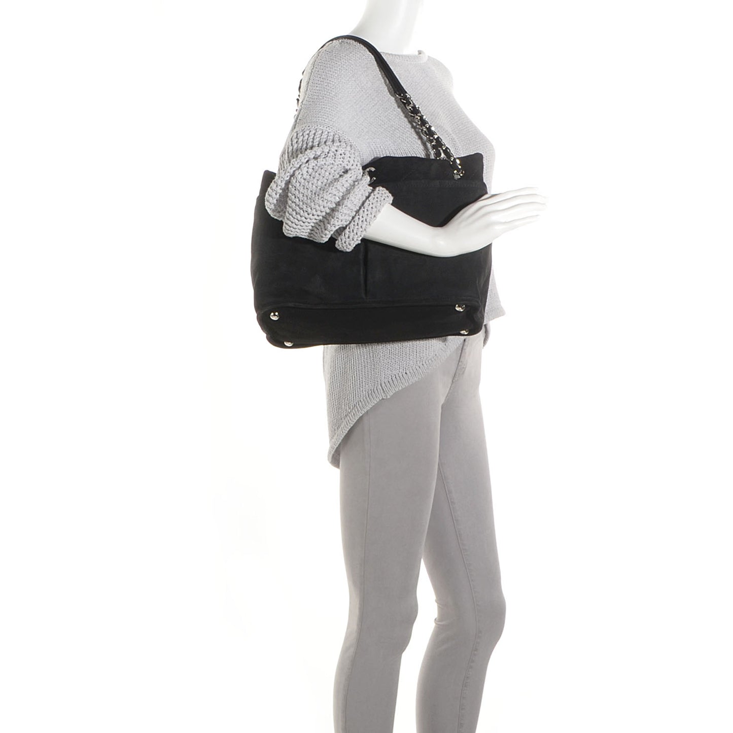 Ultra Soft Suede Calfskin Natural Beauty Tote Black