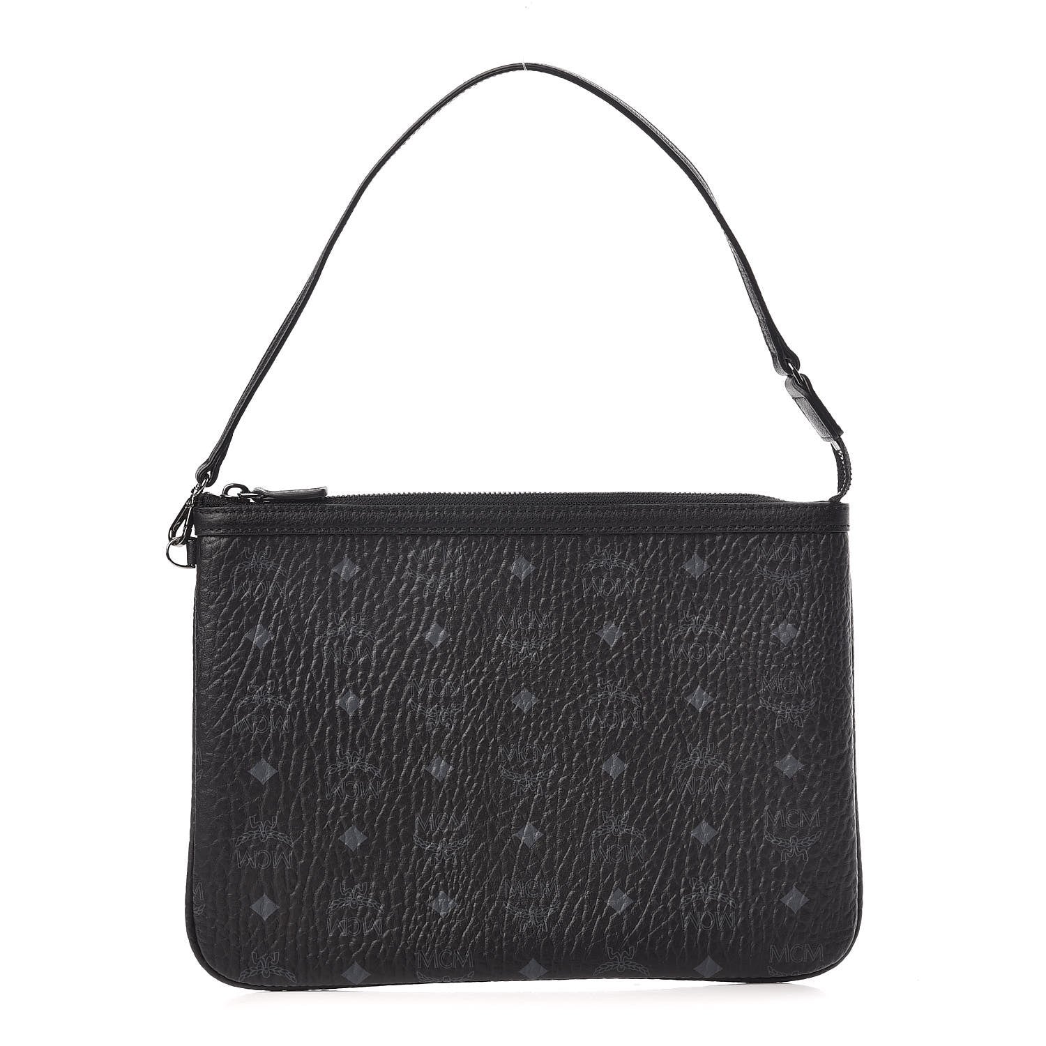 MCM Visetos Liz Shopper Tote Pouch Black 1 of 8
