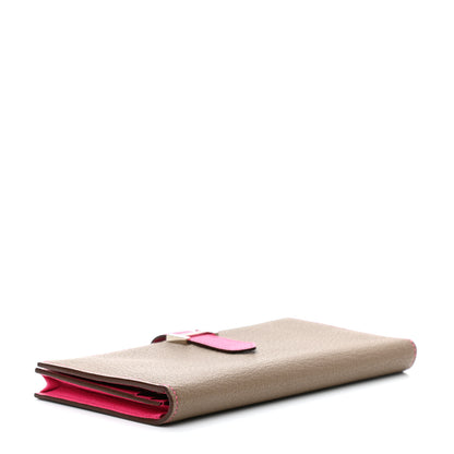 Hermes Chevre Mysore Bi-Color Bearn Gusset Wallet Etoupe Rose Shocking 4 of 7