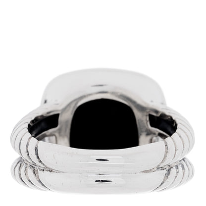 David Yurman Sterling Silver Diamond Black Onyx 11mm Albion Ring 54 7 3 of 4