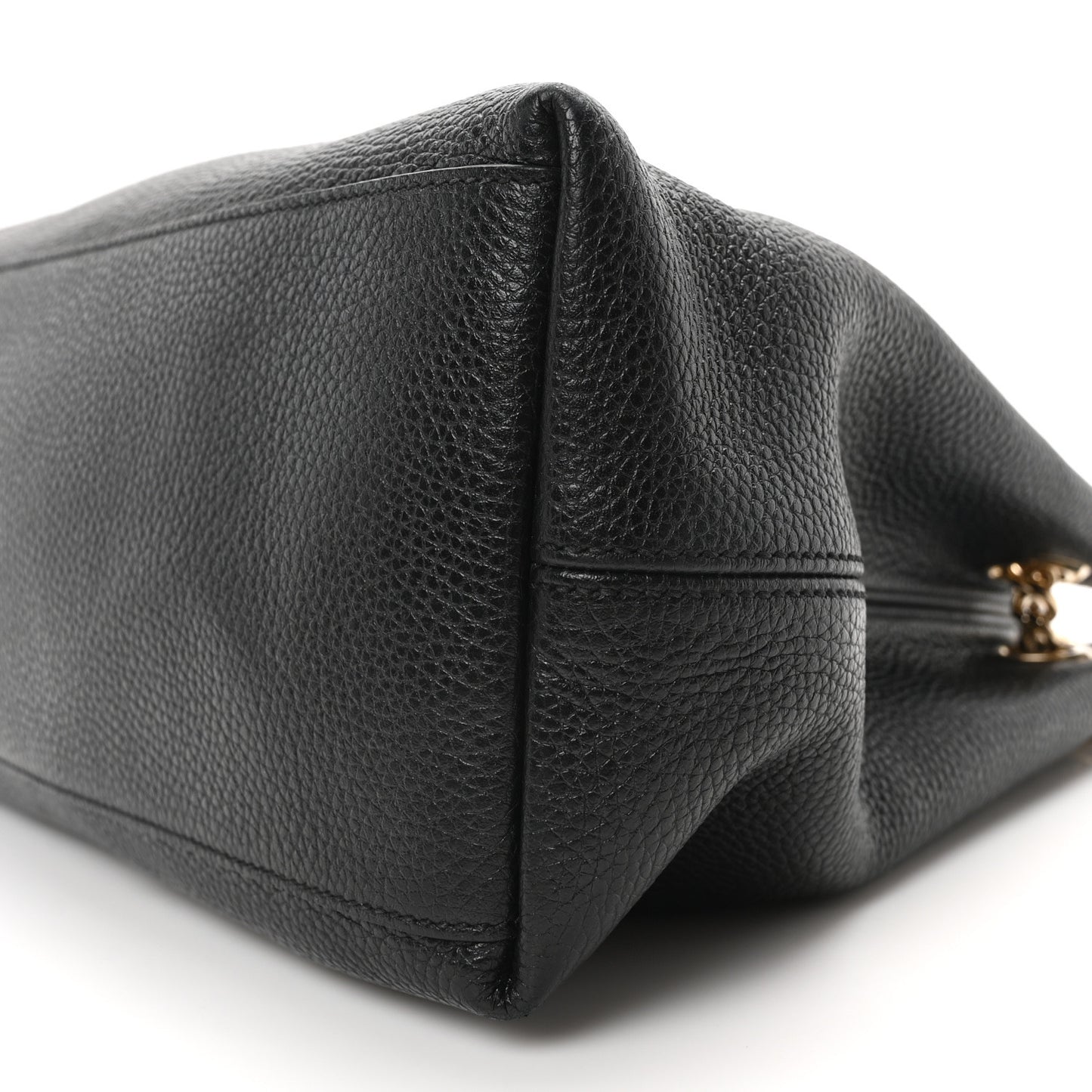 Pebbled Calfskin Medium Soho Chain Shoulder Bag Black