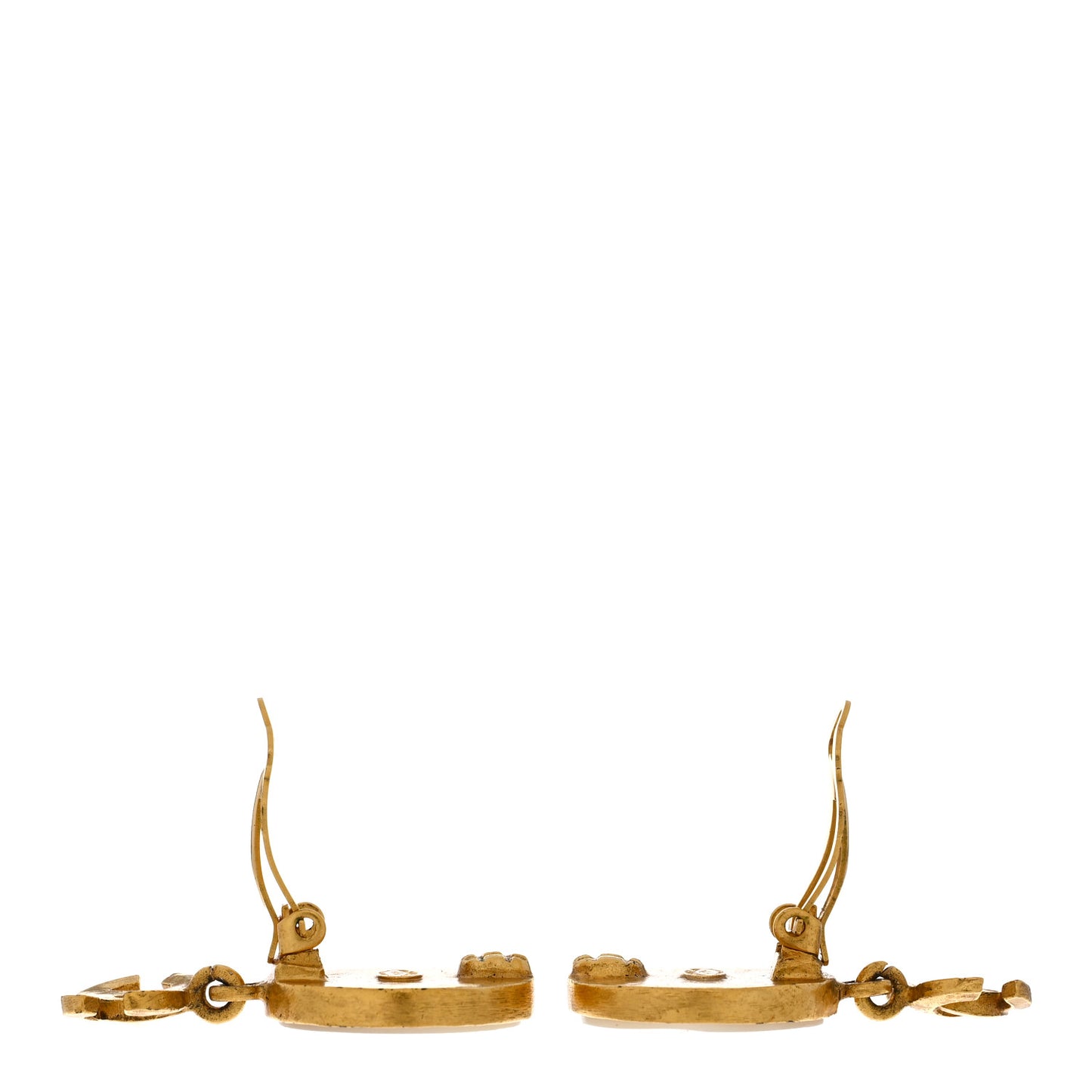 Metal CC Round Clip On Earrings Gold