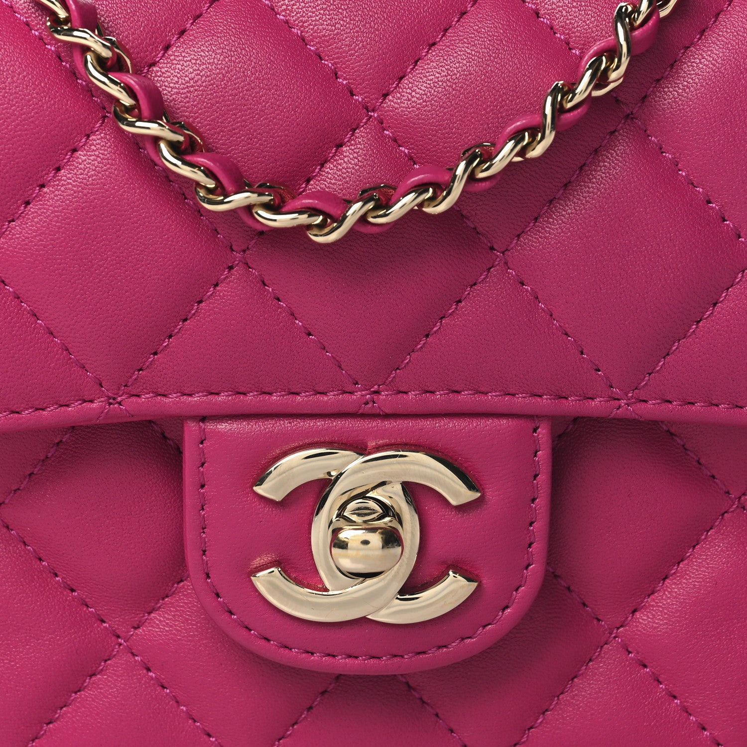 Chanel Lambskin Quilted Mini Crystal Top Handle Rectangular Flap Dark Pink 8 of 10