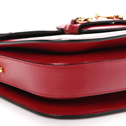 Gucci GG Supreme Monogram Azalea Calfskin Horsebit 1955 Shoulder Bag Beige Ebony New Cherry Red 10 of 11