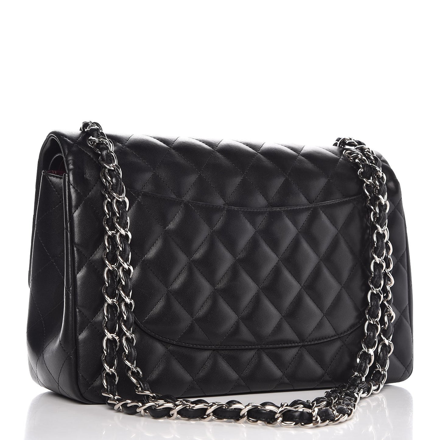 Lambskin Quilted Jumbo Double Flap Black