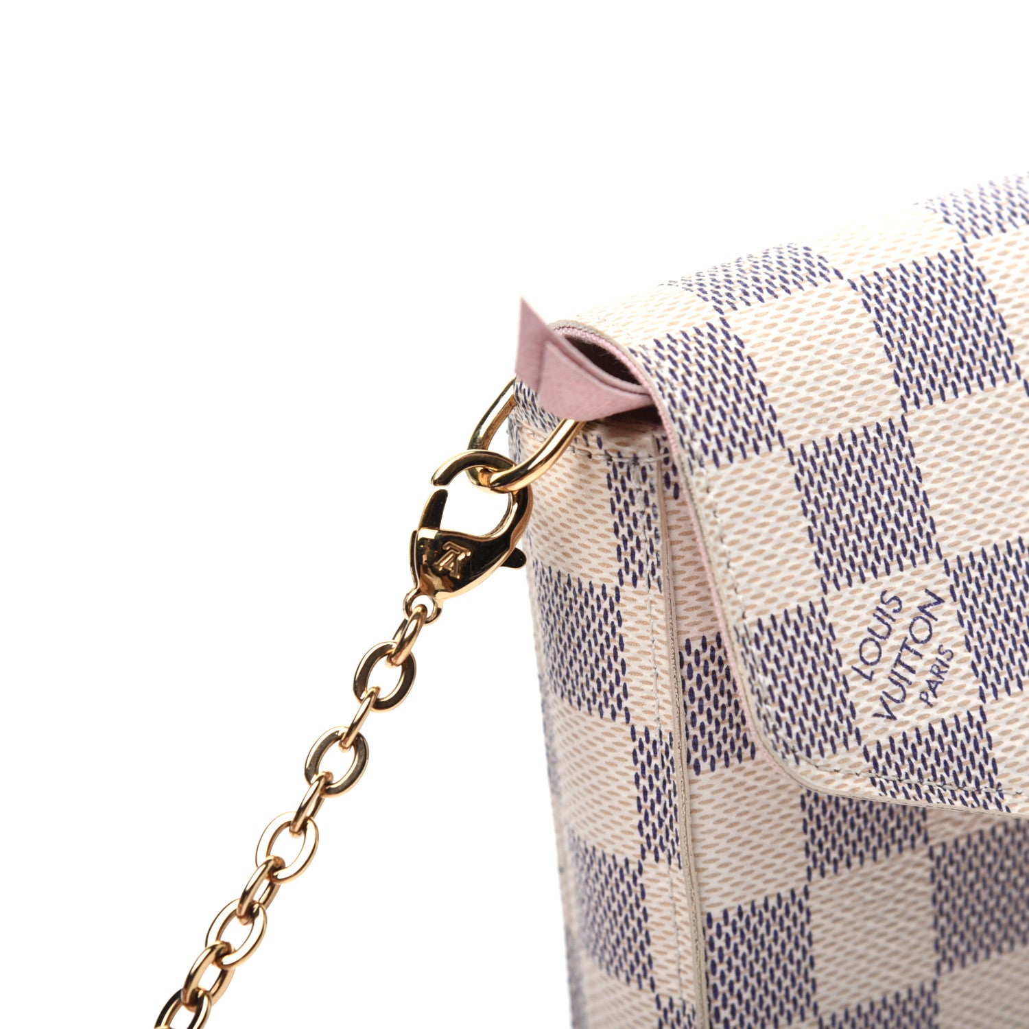 Louis Vuitton Damier Azur Pochette Felicie Chain Wallet Rose Ballerine 15 of 19