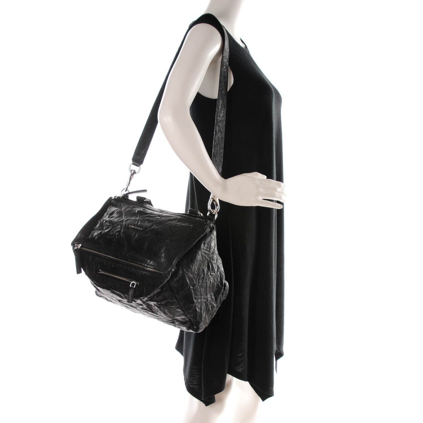 Tumbled Sheepskin Medium Pandora Bag Black