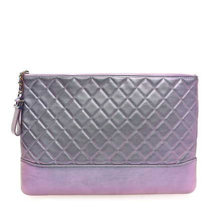 Chanel Iridescent Lambskin Quilted Large Gabrielle Cosmetic Case Light Purple 1 of 7