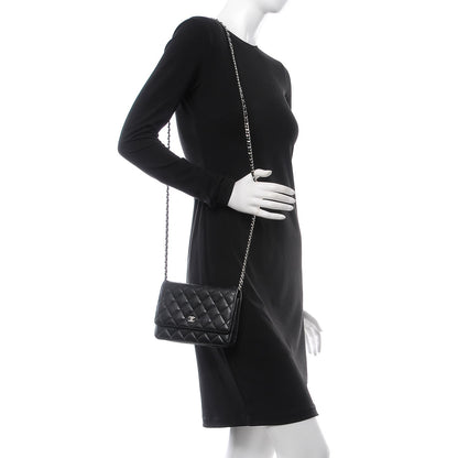 Chanel Lambskin Quilted Wallet On Chain WOC Black 2 of 9