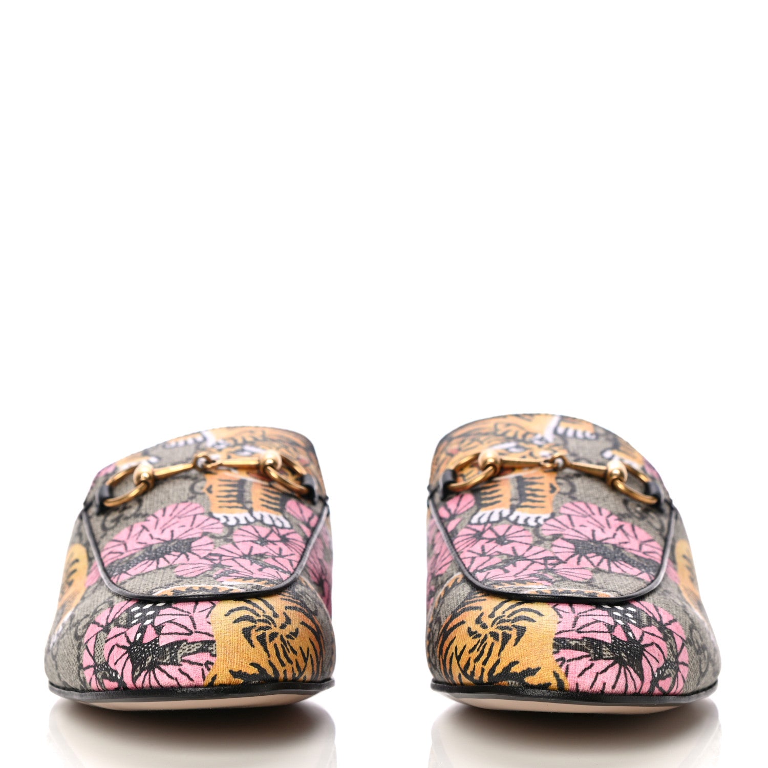 Gucci GG Supreme Monogram Bengal Womens Princetown Slippers 38.5 Beige Crop Pink 2 of 12