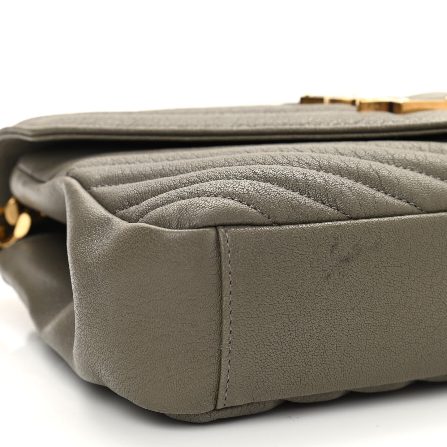 Sheepskin Matelasse Chevron Monogram Medium College Bag Seaweed