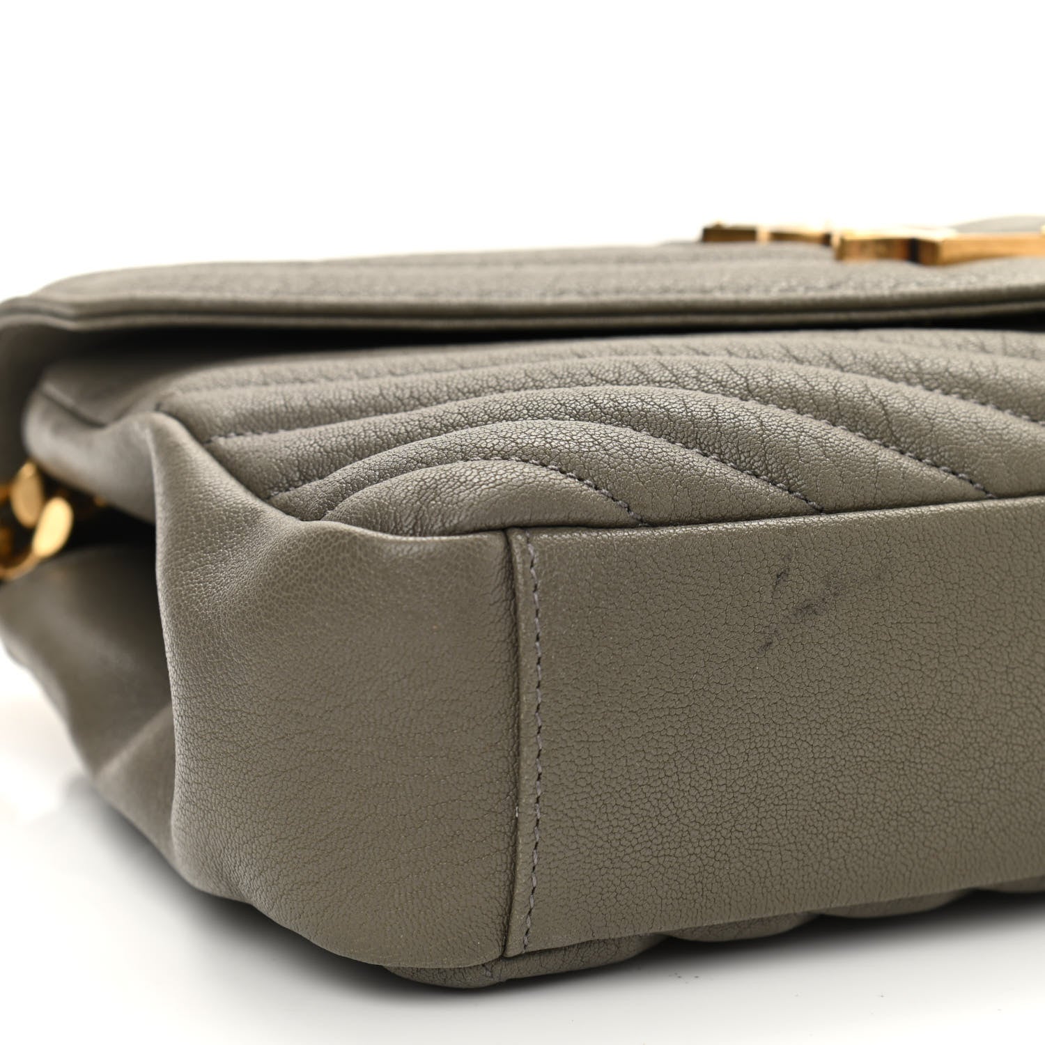 Saint Laurent Sheepskin Matelasse Chevron Monogram Medium College Bag Seaweed 8 of 10