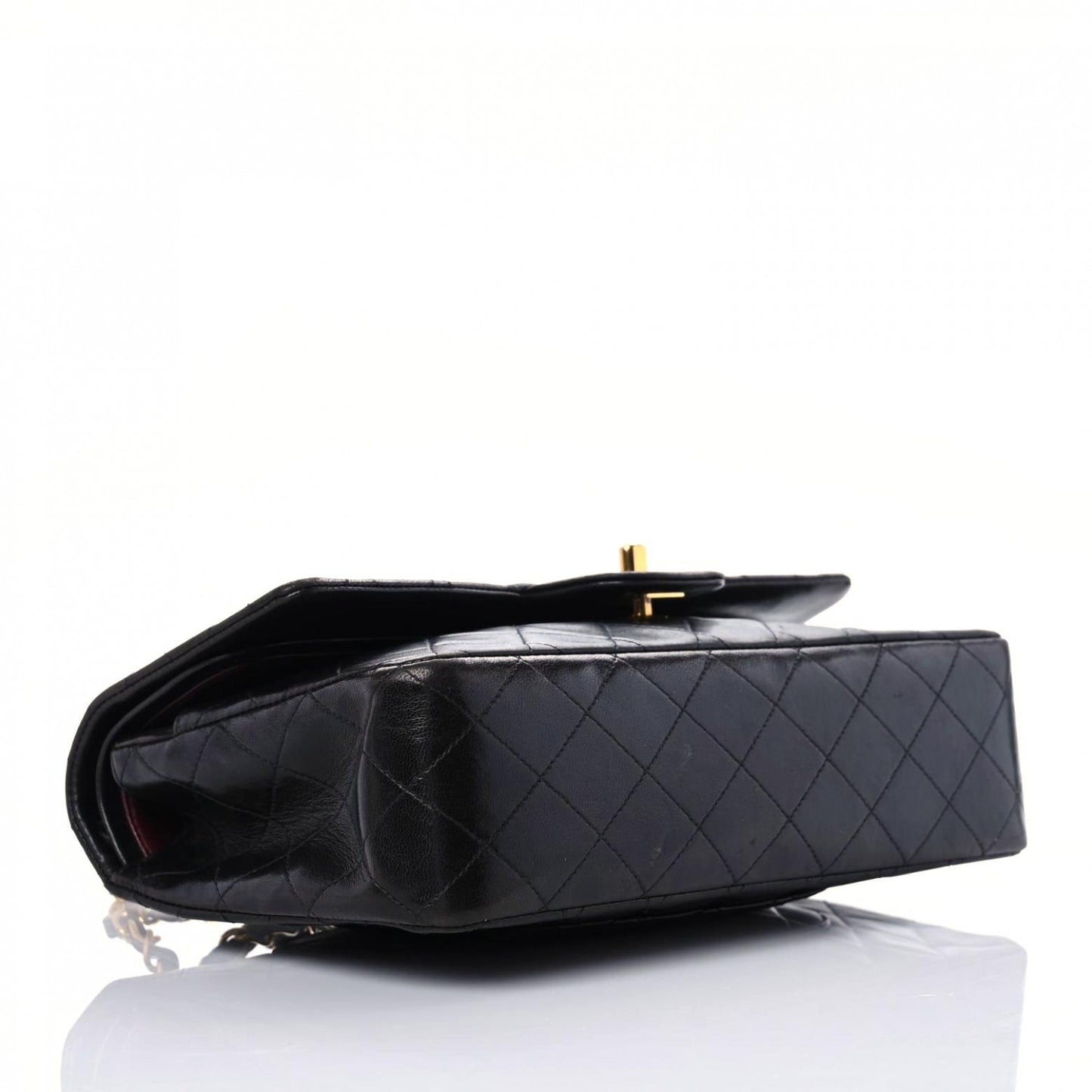 Lambskin Quilted Medium Double Flap Black