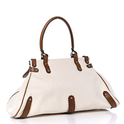 Fendi Canvas Calfskin Medium Magic Bag White Brown 3 of 8