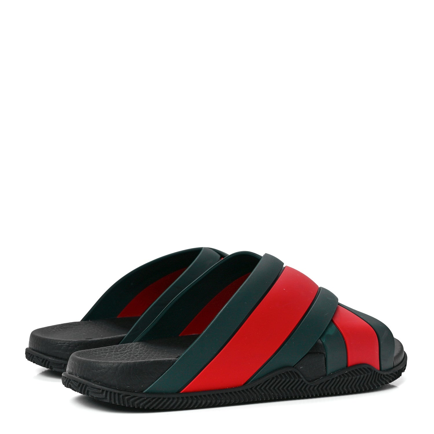 Gucci Rubber Web Mens Criss Cross Slide Sandals 9 Green Red 4 of 8