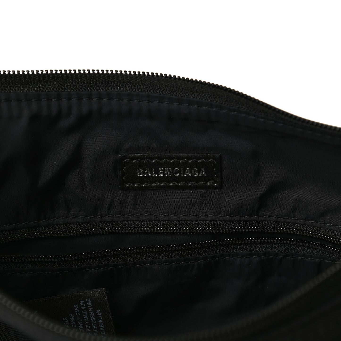 Recycled Sport Nylon Logo Embroidered Wheel Sling Bag Black White
