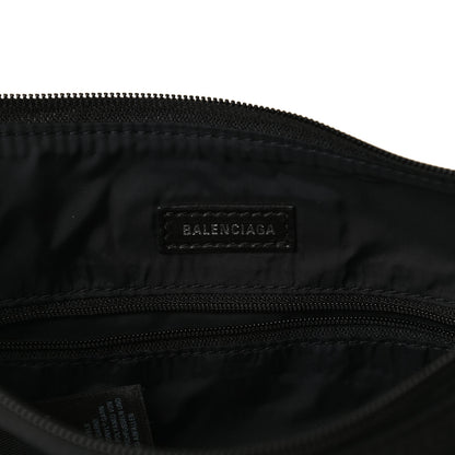 Balenciaga Recycled Sport Nylon Logo Embroidered Wheel Sling Bag Black White 6 of 12