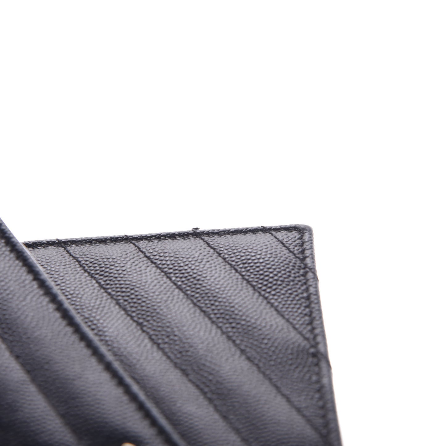 Grain De Poudre Matelasse Chevron Monogram Envelope Chain Wallet Black