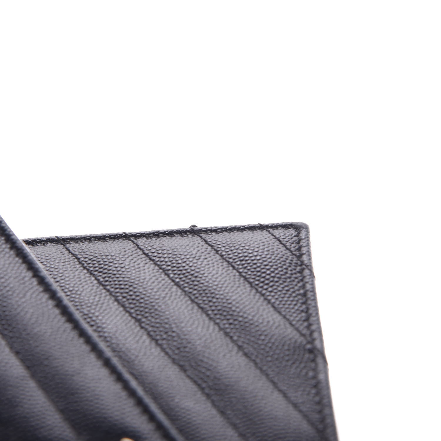 Saint Laurent Grain De Poudre Matelasse Chevron Monogram Envelope Chain Wallet Black 15 of 17