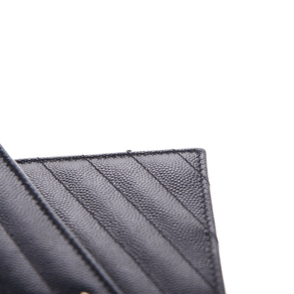 Saint Laurent Grain De Poudre Matelasse Chevron Monogram Envelope Chain Wallet Black 15 of 17